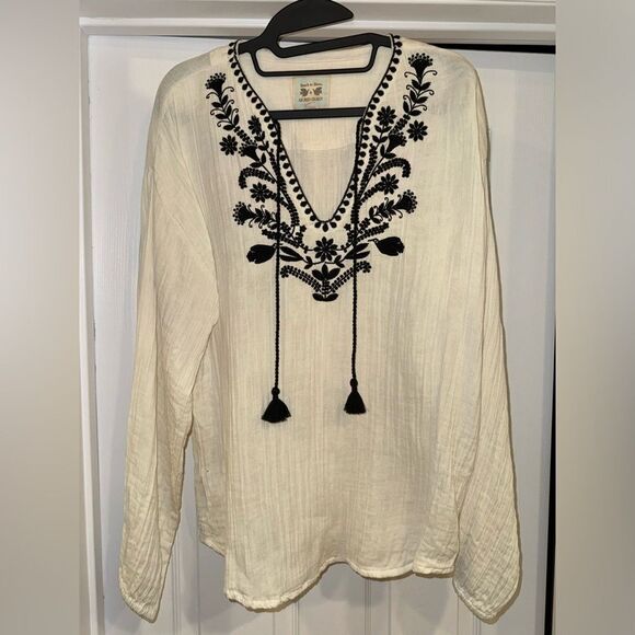 BEACH TO BISTRO JACINDA BLOUSE IN WHITE sz L - Picture 3 of 9